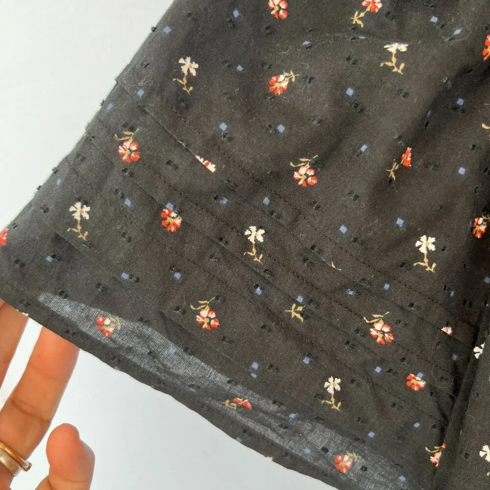 Madewell Black Floral Wrap Blouse